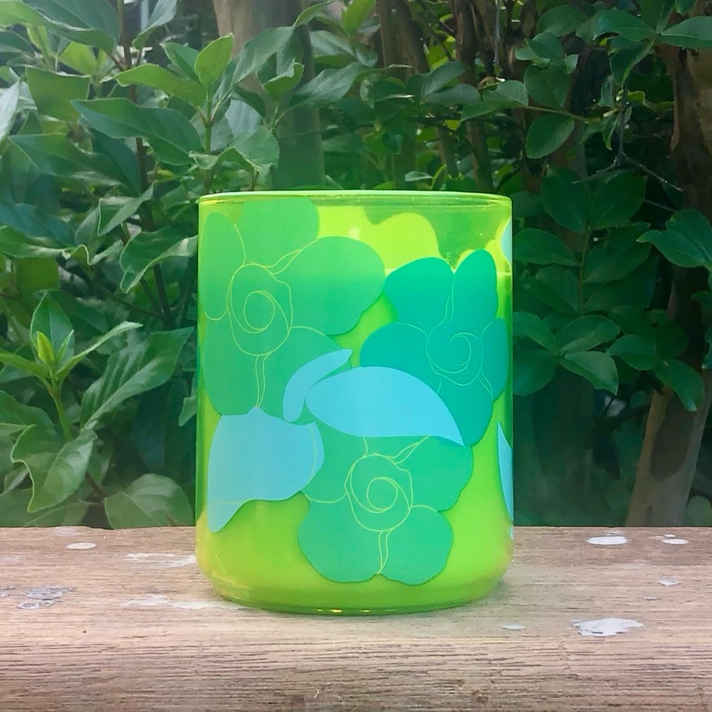Anthropologie Neon Fruity Nectarine Mint Glass Single Wick Candle